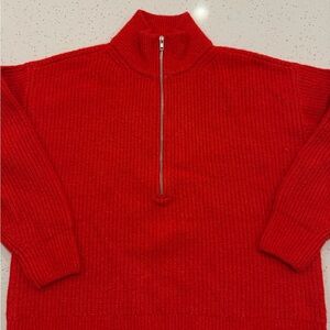 Vince Camuto Women’s Bold Red Zip-Up Sweater size L
